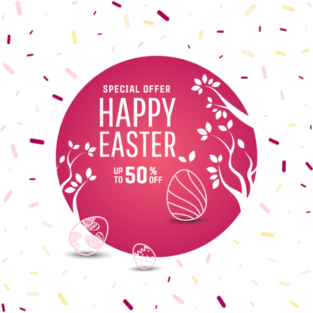 Easter sale banner background template with modern colorful  eggs.のイラスト素材