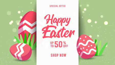 Easter sale banner background template with modern colorful eggs.のイラスト素材