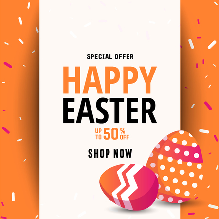 Easter sale banner background template with modern colorful  eggs.のイラスト素材