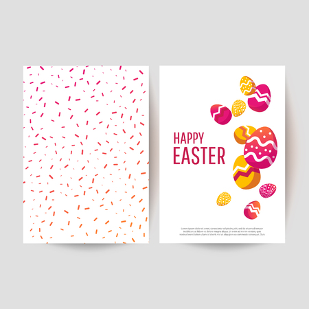 Easter egg greeting card. Vector Easter Illustration with painted eggs. Place for your text.のイラスト素材