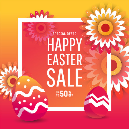Easter sale banner background template with modern colorful  eggs.のイラスト素材
