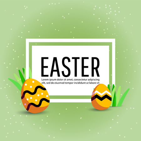 Easter egg greeting card Vector Easter Flyer Illustration with painted eggs. Place for your text.のイラスト素材