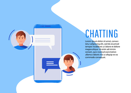 Social networking concept.Chatting on the Internet. Vector illustration.のイラスト素材