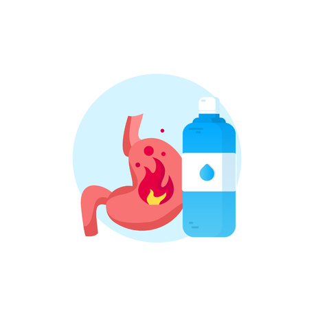 Illustration from acid reflux or heartburn. Waterのイラスト素材