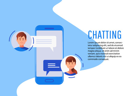 Social networking concept.Chatting on the Internet. Vector illustration.のイラスト素材