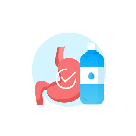 Medical Stomach acid reflux, gastric acid. Water fluid Vector illustration.のイラスト素材