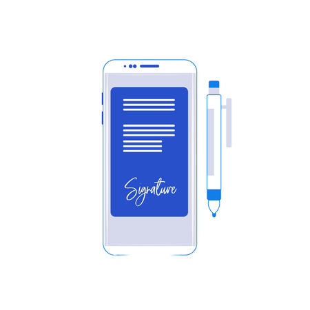Digital signature. Flat 3d web isometric contract signature info-graphic concept.のイラスト素材