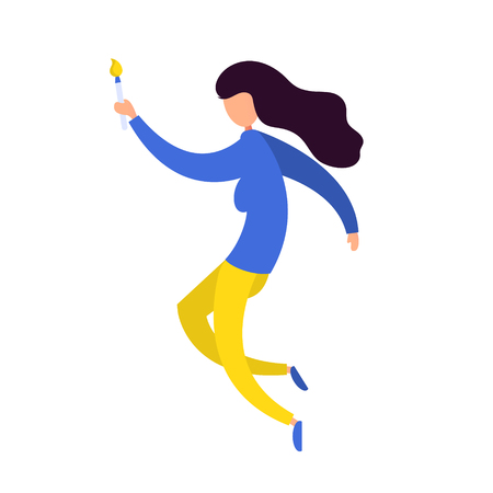 Woman holding a paintbrush.のイラスト素材