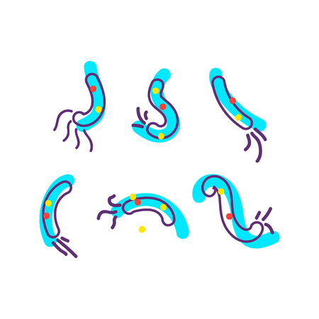 Bacterial microorganism Vector flat cartoon illustration iconのイラスト素材