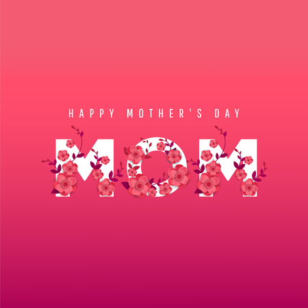 Template design poster for happy mother's day with bright flowers Vector illustrationのイラスト素材