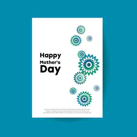 Template design poster for happy mother's day with bright flowers. Trendy Design Template. Vector illustrationのイラスト素材