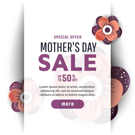 Template design poster for happy mother's day with bright flowers. Trendy Design Template. Vector illustrationのイラスト素材