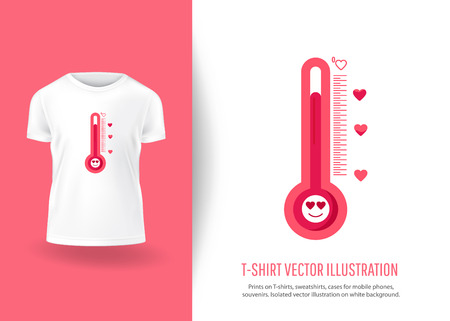 Heart thermometer. Decorative heart. Prints on T-shirts, sweatshirts, cases for  phones, souvenirs. Isolated vector illustrationのイラスト素材