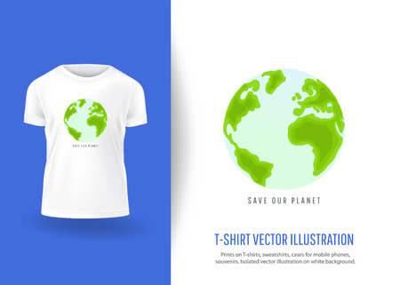 Save our planet. Prints design. Isolated vector illustration on white background.のイラスト素材
