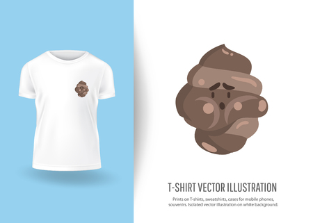 Funny cute shit. Prints on T-shirts, sweatshirts, cases for  phones, souvenirs. Isolated vector illustration on white background.のイラスト素材