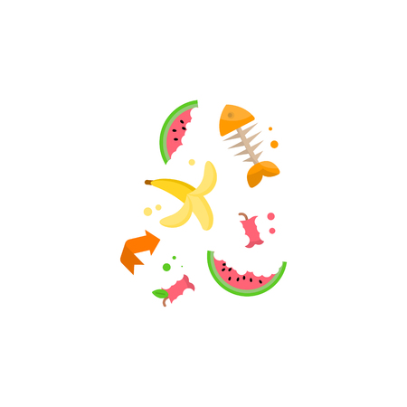 Littering waste. Garbage sorting: food, organic.  Vector management concept segregation separation garbageのイラスト素材