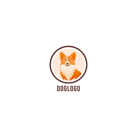 Dog logo template. Cute puppy logotype isolated on white background.のイラスト素材