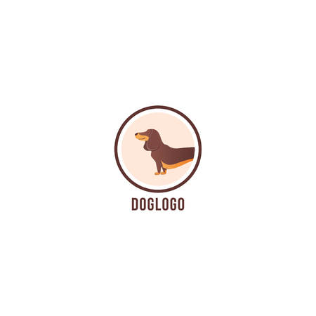 Dog logo template. Cute puppy logotype isolated on white background.のイラスト素材