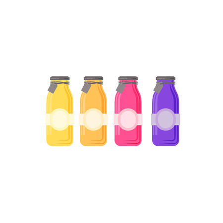 Fresh juice bottle brand concept isolated. Healthy organic product, natural vegan nutrition vector packaging mockup.のイラスト素材