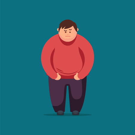 Cartoon angry fat man  Fat Man Feeling Sick. Vector Illustrationのイラスト素材