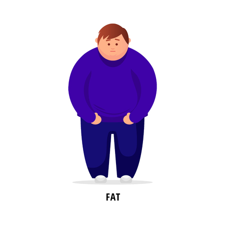 Cartoon fat man  Fat Man Feeling Sick. Vector Illustrationのイラスト素材