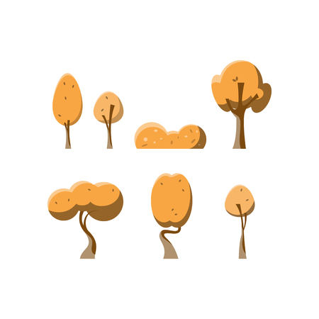 Cartoon trees isolated on a picture Collection of trees illustrations. Can be used to illustrate any nature or healthy lifestyle topic.のイラスト素材