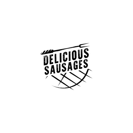 Restaurant logo template vector object for logotype or badge Design. Trendy retro style illustration.のイラスト素材