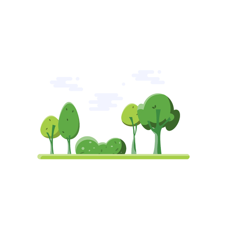 Cartoon park.. Meadow and forest, nature landscape, vector backgroundのイラスト素材