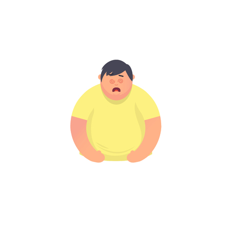 Adult man with painful face expression with fainting. Fatigue, disease of the head, woman holding his head. migraineのイラスト素材