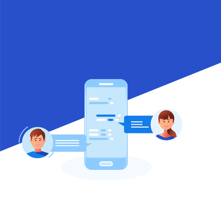 Communication,chatting.Chat messages notification on smartphone vector illustration,のイラスト素材