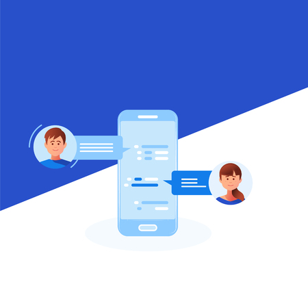 Communication,chatting.Chat messages notification on smartphone vector illustration,のイラスト素材
