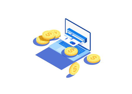 Concept of electronic bill and online bank, laptop with check tape. Payment by means of the payments electronic online, smartphone.のイラスト素材