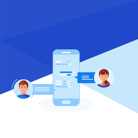 Communication,chatting.Chat messages notification on smartphone vector illustration,のイラスト素材