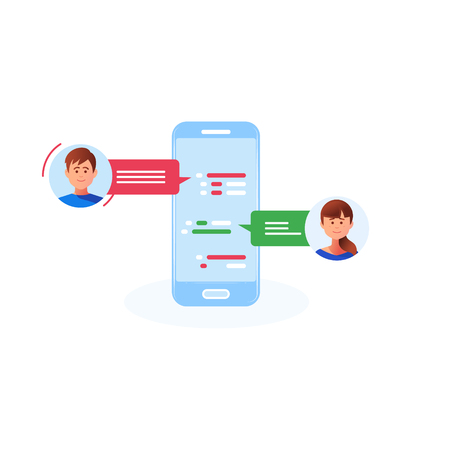 Communication,chatting.Chat messages notification on smartphone vector illustration,のイラスト素材