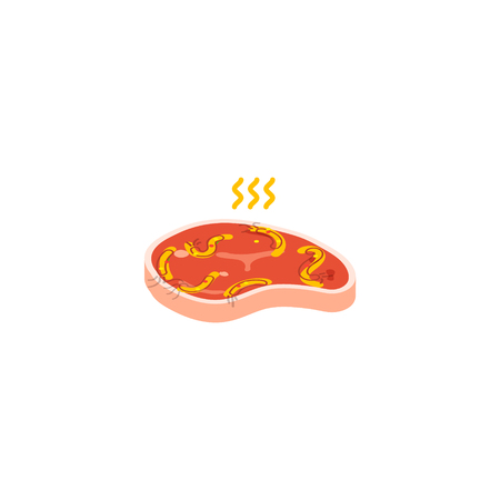 Steak isolated vector illustration. Cartoon style piece of raw meat. Isometric meatのイラスト素材