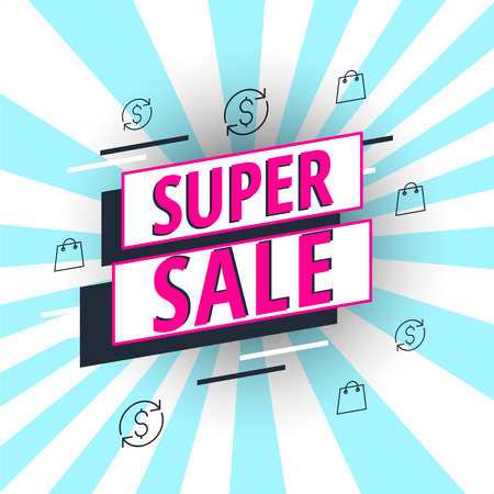 Super Sale poster, banner. Big sale, clearance. Vector illustration.のイラスト素材