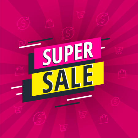 Super Sale poster, banner. Big sale, clearance. Vector illustration.のイラスト素材