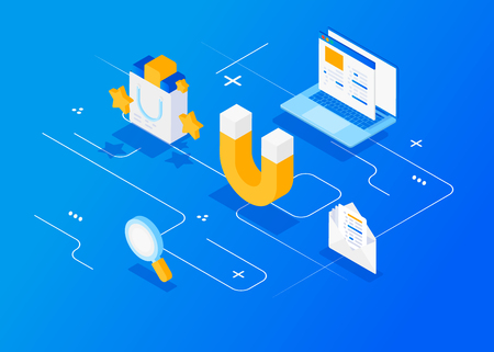 Attracting online customers. Digital inbound marketing,のイラスト素材