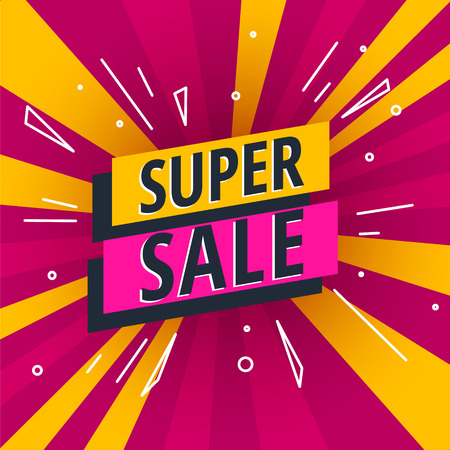 Super Sale poster, banner. Big sale, clearance. Vector illustration.のイラスト素材