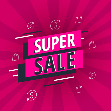 Super Sale poster, banner. Big sale, clearance. Vector illustration.のイラスト素材