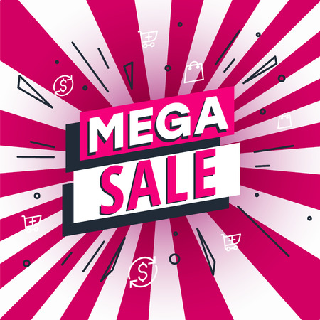Mega Sale poster, banner. Big sale, clearance. Vector illustration.のイラスト素材