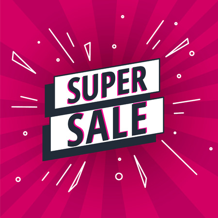 Super Sale poster, banner. Big sale, clearance. Vector illustration.のイラスト素材