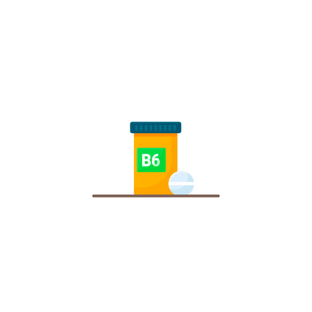 Flat medicine bottle with vitamins isolated on white background. B6のイラスト素材