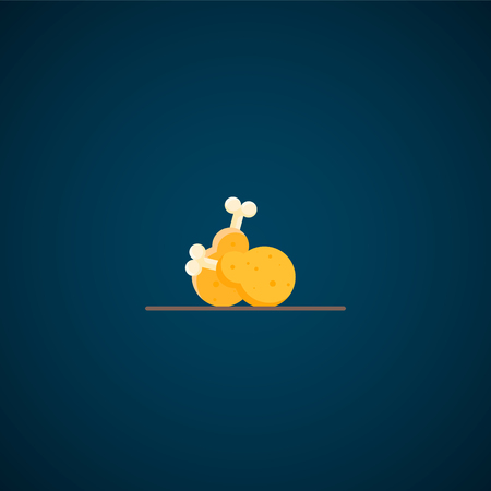 Flat chicken icon, isolated chicken legsのイラスト素材