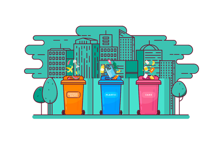 Concept of garbage sorting and garbage recycling.のイラスト素材