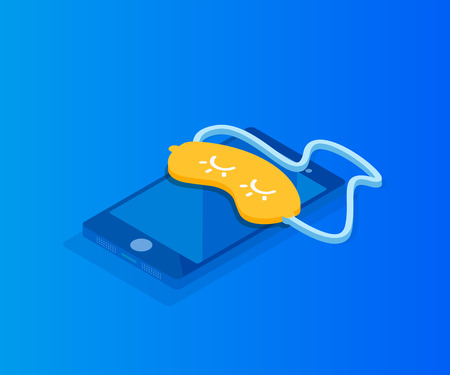 Sleeping phone and Mask for sleep.Modern digital colorful illustration for webのイラスト素材