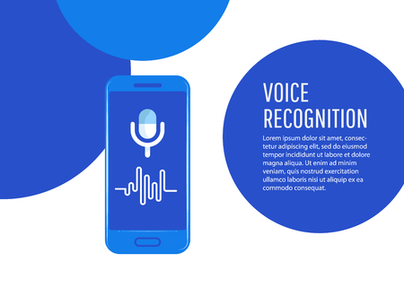 Personal assistant and voice recognition on mobile app. Concept flat vector illustrationのイラスト素材