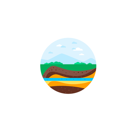 Underground mountain. Landscape earthy slice soil section mountains with water geological land undergroundのイラスト素材