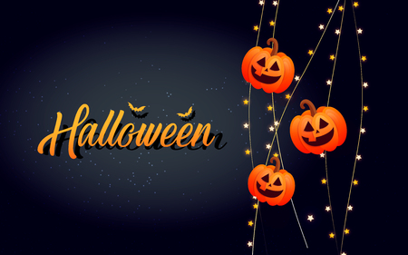 Halloween template banner.  Happy Halloween message design background.のイラスト素材