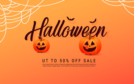Halloween template banner.  Happy Halloween message design background.のイラスト素材